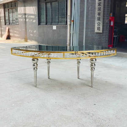 Luxury Stainless Steel Moon Table Half Round Hotel Event Serpentine Wedding Table