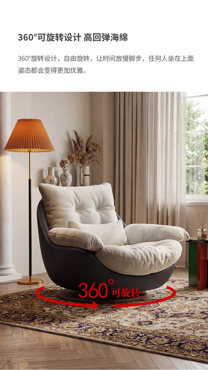 Medieval sofa chair light luxury high-end chair single rotating lazy leisure chair