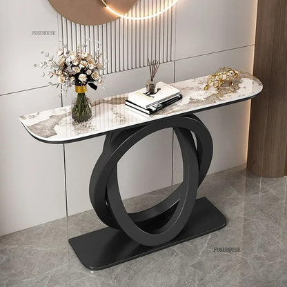 Luxury Iron Console Table Italian Semi-circular Entrance Cabinet Tables Home Furniture Creative Corridor Entryway Table