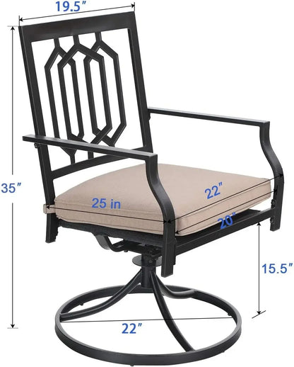 Outdoor Metal Swivel Chairs Set of 2 Patio Dining Chair with Cushion Furniture Set for Garden Backyard Bistro