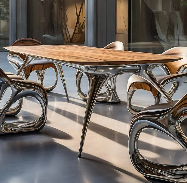 Luxury Dining Chair Set Modern Art Design with Unique Electroplating for Living Room Furniture Hotel Villa or Mall