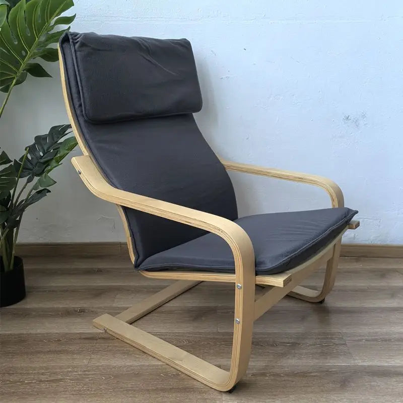 Nordic Lounge Chair - Solid Wood Armrest Recliner for Balcony & Nursery