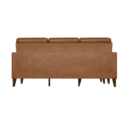 Durable Faux Leather Sectional Sofa Families and Pets Easy Assembly Mid Century Modern Design Stain Resistant 3 Seater Indoor