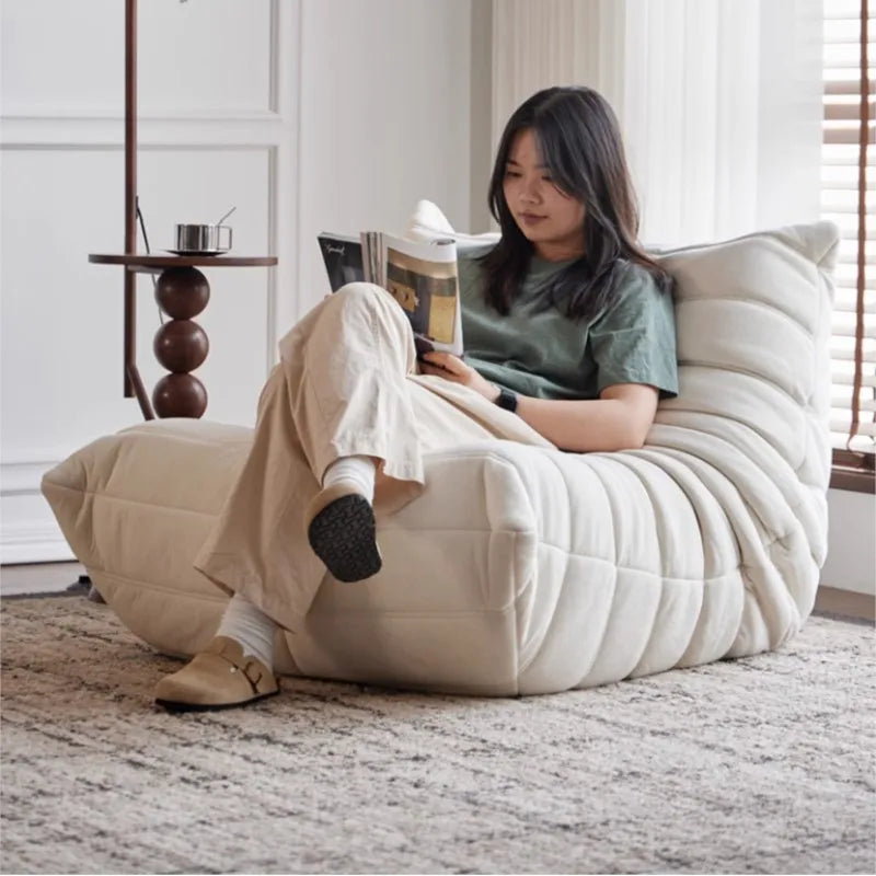 Caterpillar Sofa Togo Balcony Leisure Single Chair Fabric Down Can Lie Down And Sleep Cream Lying Lazy Sofa