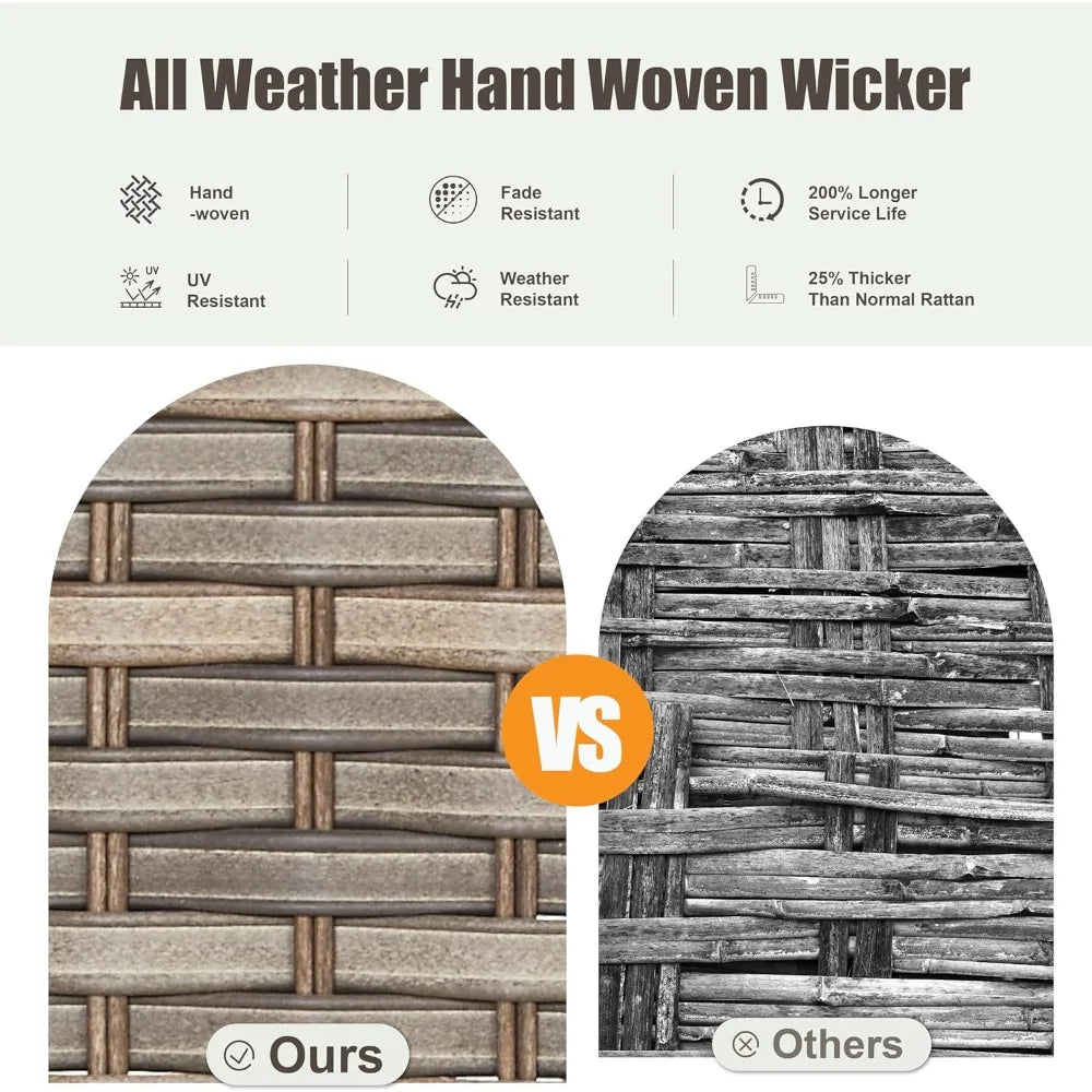 7 Pieces Outdoor Furniture Set with Swivel Chairs, Wicker Swivel Rocker Patio Chairs Set of 4 Outdoor 3 Seater Sofa with Ottoman