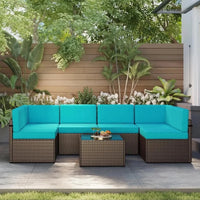 Outdoor Black PE Wicker Patio Sectional Sofa Set - All-Weather Couch Seating