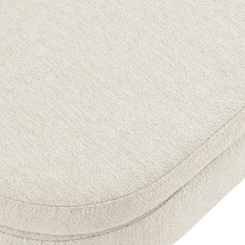 43.8" Boucle Storage Ottoman Bench, 300 Lb Capacity, Upholstered, Safety Hinge, Flip-Top Oval Foot Rest With Wood Legs