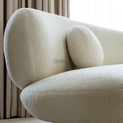 Italian minimalist white cashmere fabric Nordic light luxury small apartment curved sofa