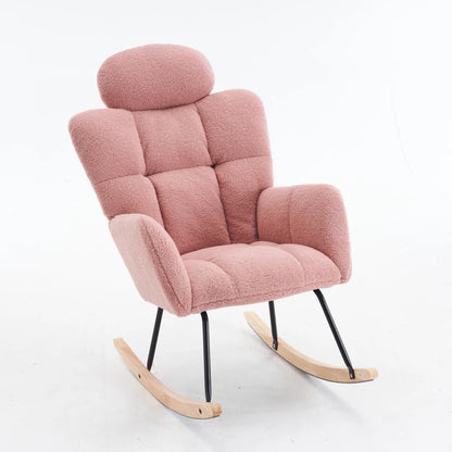 Modern Swing Chair in Teddy Fabric with Tufted Cover Upholstered Seathigh backrest for Living and Bedroom