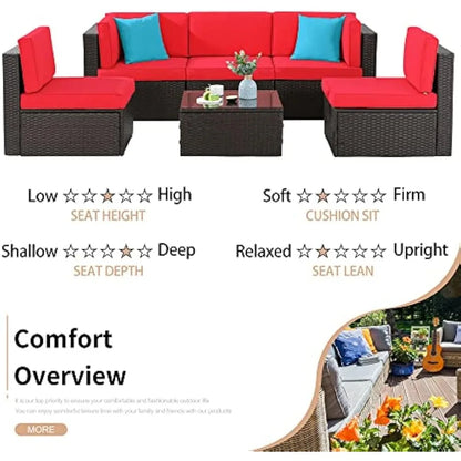 6 pieces patio furniture sets outdoor all-weather sectional patio sofa set pe rattan manual weaving wicker patio conversation s