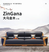 XMH new Chinese ebony leather sofa modern living room luxury villa first layer cowhide new combination sofa