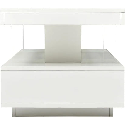 Modern LED Coffee Table with Storage, High Gloss Cocktail Center Table with Drawers