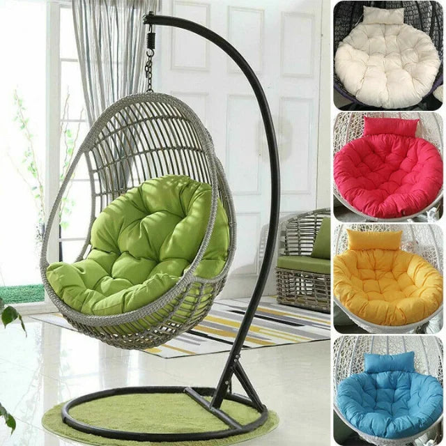 Patio Indoor Outdoor PE Rattan Steel Frame Hanging Egg Shaped Swing Chair with Cushion Stand for Balcony Villa Egg Swing Chair