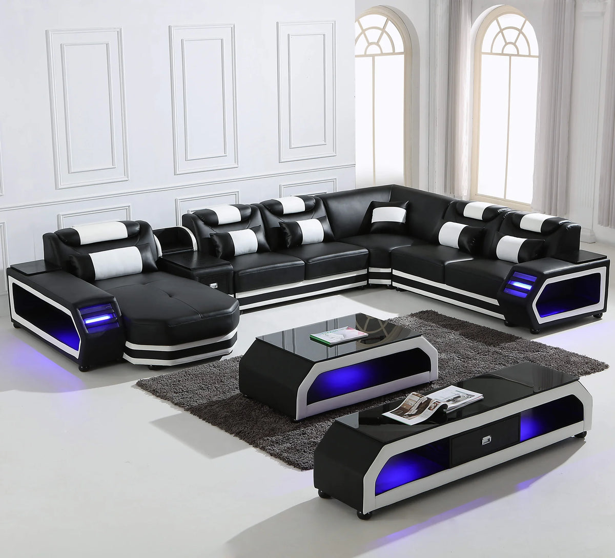 Functional  Sofa Set for Home Sala Set Leather Couch Sectional Sofa Modern Gray Fabric Sectional Couch 1 Set 3 Years