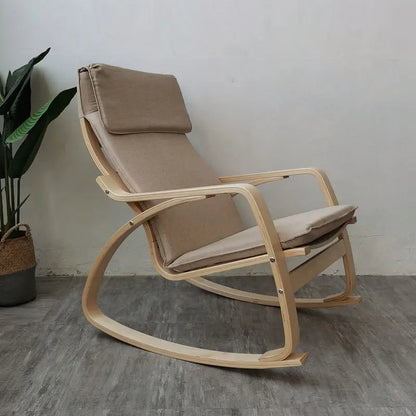 Simple and modern Nordic Boang rocking chair easy chair solid wood recliner lazy pregnant woman chair balcony lounge