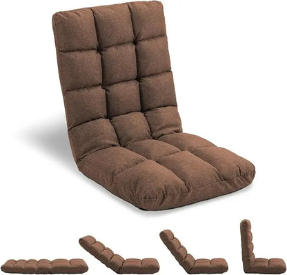 Folding Floor Chair with Back Support, 14 Adjustable Positions, Breathable Padded Sleeper Bed, Couch Recliner, Gaming Sofa Chair