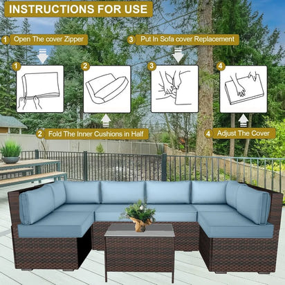 14 Piece Outdoor Patio Cushion Cover Replacement, Waterproof Patio Cushion Covers, Outdoor Furniture Cushion - Free Delivery