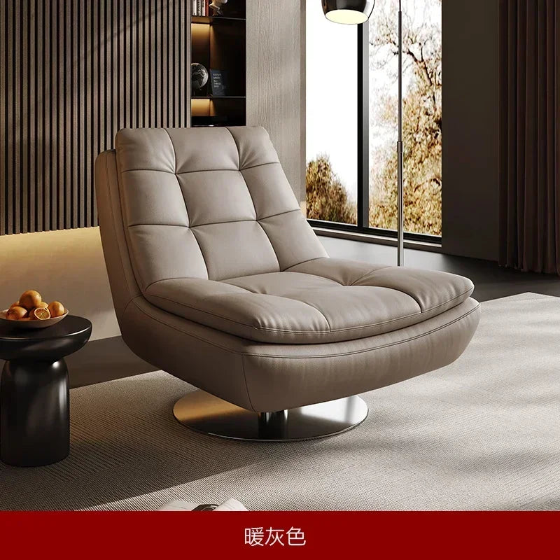 Genuine Leather Couch Single Minimalist Cream Style Living Room Small Apartment Bedroom Leisure Chair