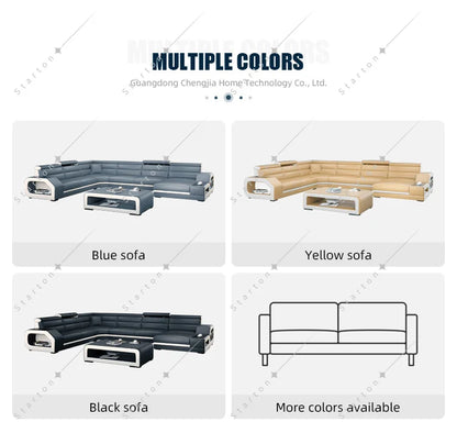 10set Living Room Dark Green Minimal Modern Leather Sofa Bed Luxury Sectional Leather Sofa in China