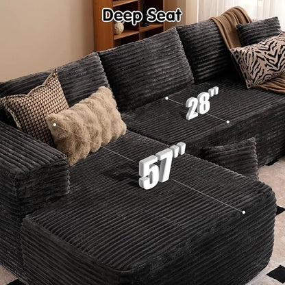 104" Cloud Sectional Couch with L-Shape Chaise,Modern Modular Sofa with Deep Seat, Upholstered Couches for Living Room Bedroom,N