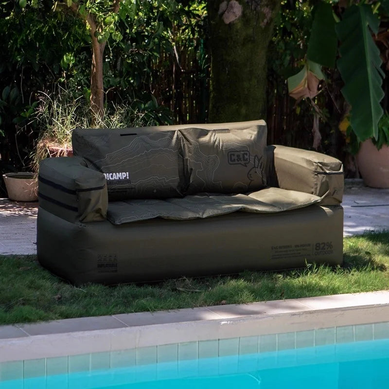 Double and Single Inflatable Sofa with Built-in Air Pump, Comfortable and Portable for Camping and Leisure Home Use