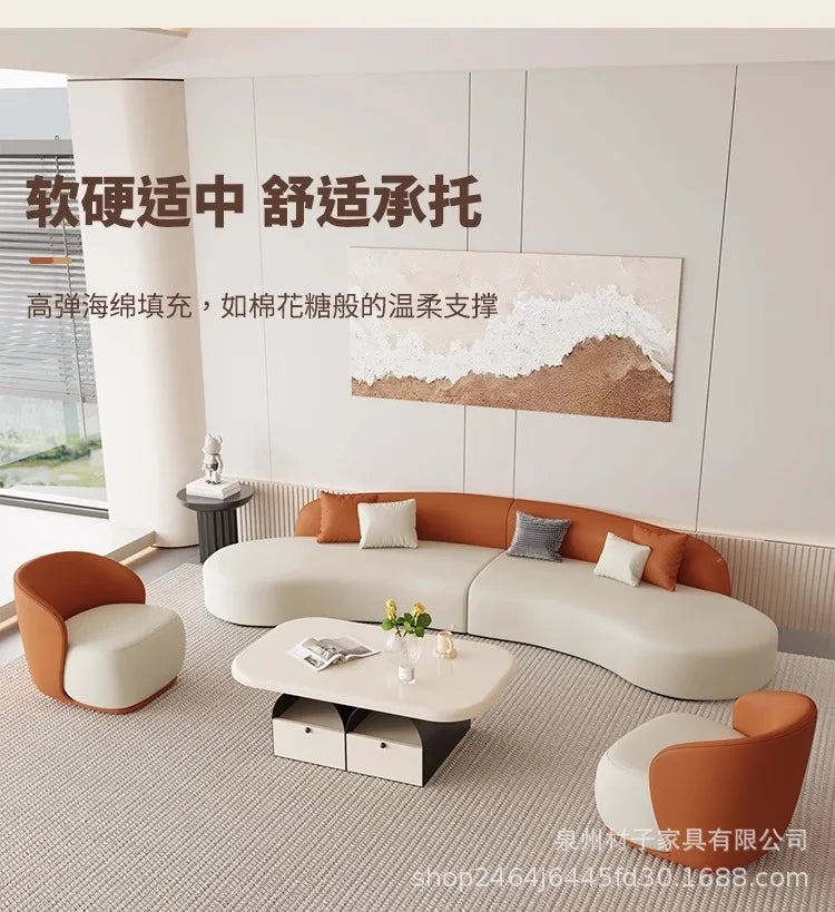 Nordic Fabric Sofa Office Business Reception Sofa Coffee Table Combination Beauty Salon Negotiation Leather Sofa