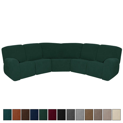 7PCS Jacquard L Shaped Corner Couch Covers Sectional Recliner Sofa Cover Stretch 5 Seater Corner Sofa Slipcover Couch Protector