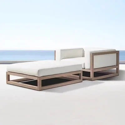 Nordic outdoor double sofa high-end teak villa hotel courtyard garden