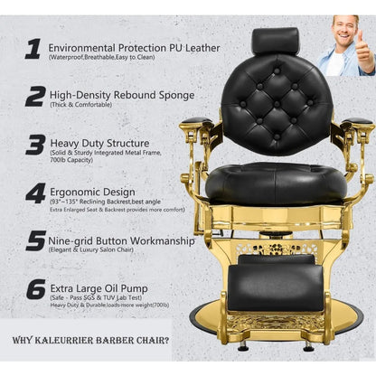 Hair Styling Chair Reclining: Men’s Barber Chairs for Barber Station - Heavy Duty Salon Chair with Footrest for Hair Stylist