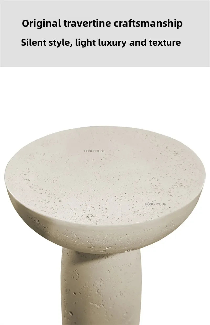 Small Apartment Stone Round Side Tables Wabi-sabi Style Cement Coffee Tables Designer Medieval Style Tea Table Home Furniture