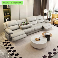 Modern Electric Reclining Sofa with Power Outlet, USB, and Hidden Cup Holders – Genuine Leather Recliner Couch for Living Room