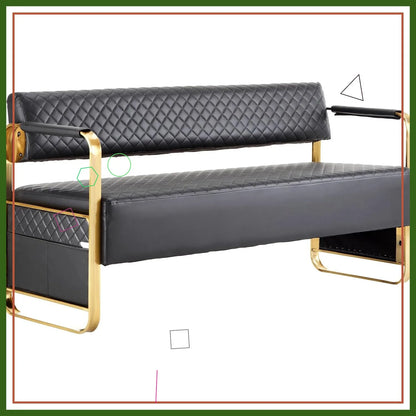 Luxury Waiting Room Chairs with Gold Arms, 57.5" Office Guest Bench Seating for Salon Bank Airport Conference