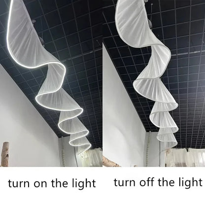 Glowing Curtain for Wedding Ceiling Decor, White Wave Tulle Fabric with Lights, Romantic Party Christmas Event Decoration