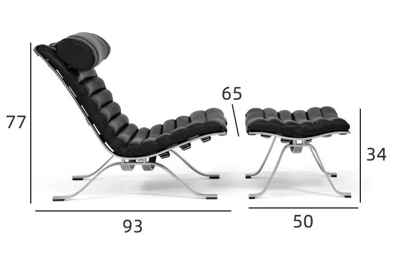 Designer Ari Chair Full Leather Leisure Light Luxury Simple Medieval Back Chair Stainless Steel Reclining Chair