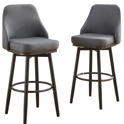 2PCS Chenille  Adjustable Height Swivel Bar Stools with Back, Modern Tall Barstools For Kitchen Island, Dining Room, Cafe