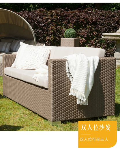 Outdoor Coffee Table Garden Sofas Combination Leisure Nordic Lawn Garden Sofas Simple Pe Rattan Furniture Sofá Jardín MHHYSF
