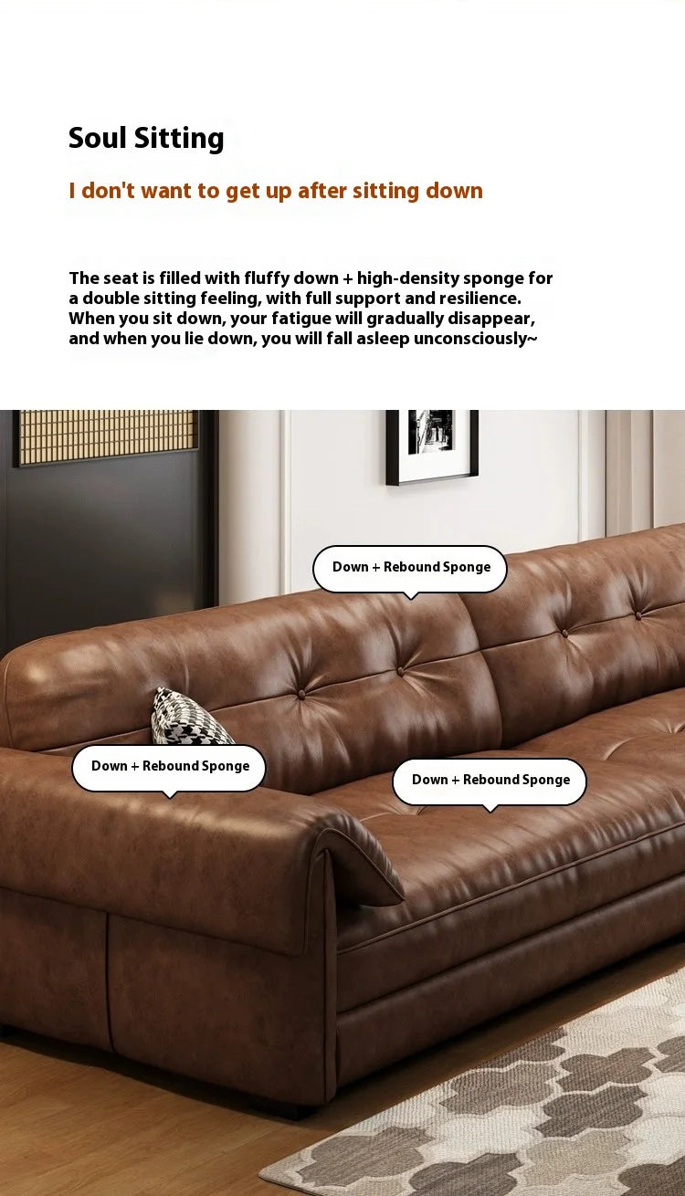 Minimalist Brown Sleep Sofa Faux Leather Designer Loveseat Lazy Sofa Couch Cloud Divano Da Soggiorno Living Room Furniture