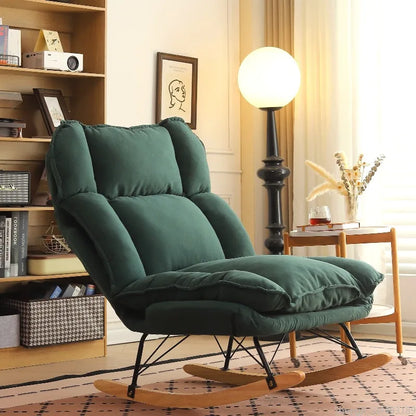 Memory Foam Rocker - Convertible Lounge Chair with Storage Pocket, Breathable Linen Recliner