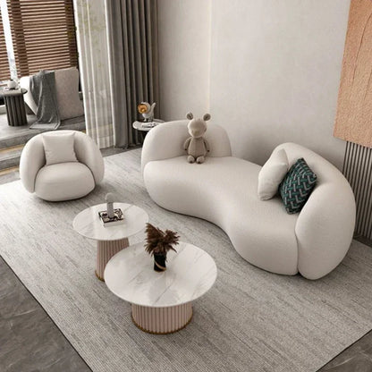 #Nordic modern hotel apartment living room clothing store beauty salon Lamb velvet creative cloth art minimalist sofa 3seats