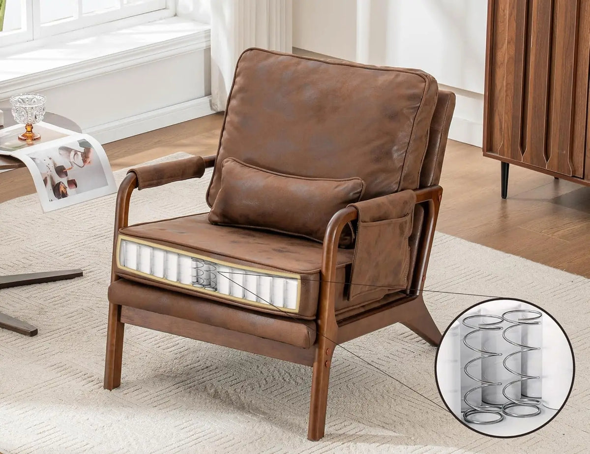 Mid Century Modern Chair Set of 2, Upholstered Lounge Arm Chair with Solid Wood Frame, Comfy Accent Chair for, Customized