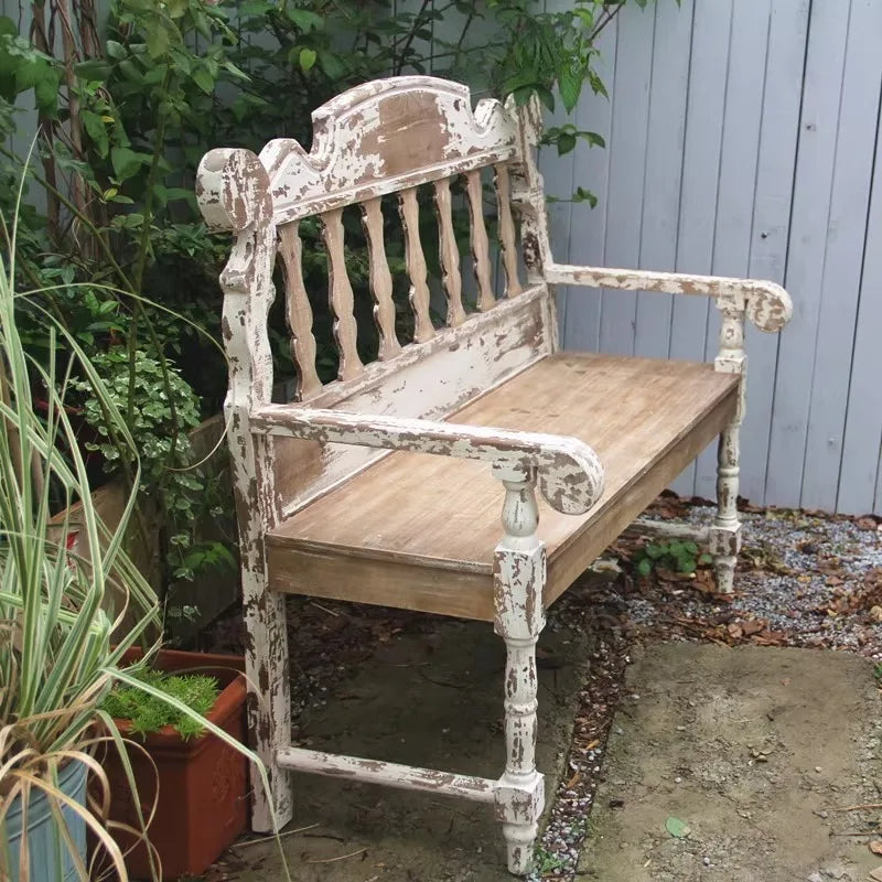 Patio Wooden Bench, 4 Ft Foldable Acacia Wood Garden Bench, Outside Loveseat with Curved Backrest，Balcony Furniture