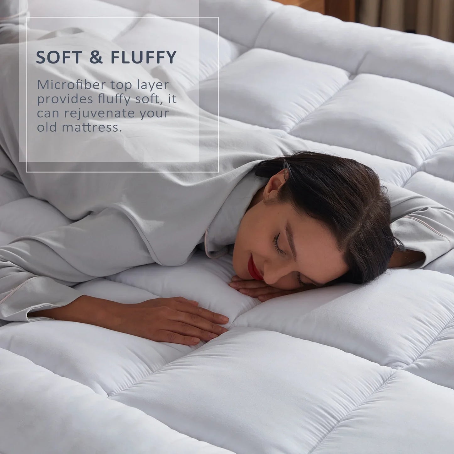 Mattress Topper Queen,Extra Thick Mattress Pad Cover for Sleeping,Cooling Mattress Protector with 8-21 Inch Deep Pocket,1000 GSM