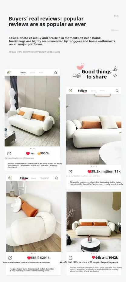 White Technology Cloth Sofa Set Modern King Size Foam Sponge Tatami Couch Large Reading Design Soft Big Bank Bedroom Furniture