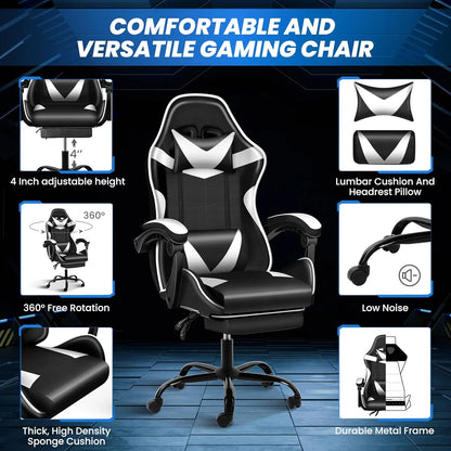 Racing Style Gaming Chair Swivel Recliner Adjustable Height Ergonomic Office Computer Chair Red Black