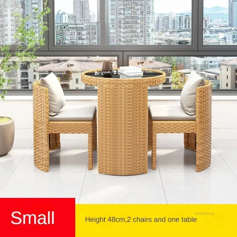 European Rattan Garden Furniture Sets Home Balcony Patio Furniture Creative Open-air Garden Furniture Combination Outdoor Set F