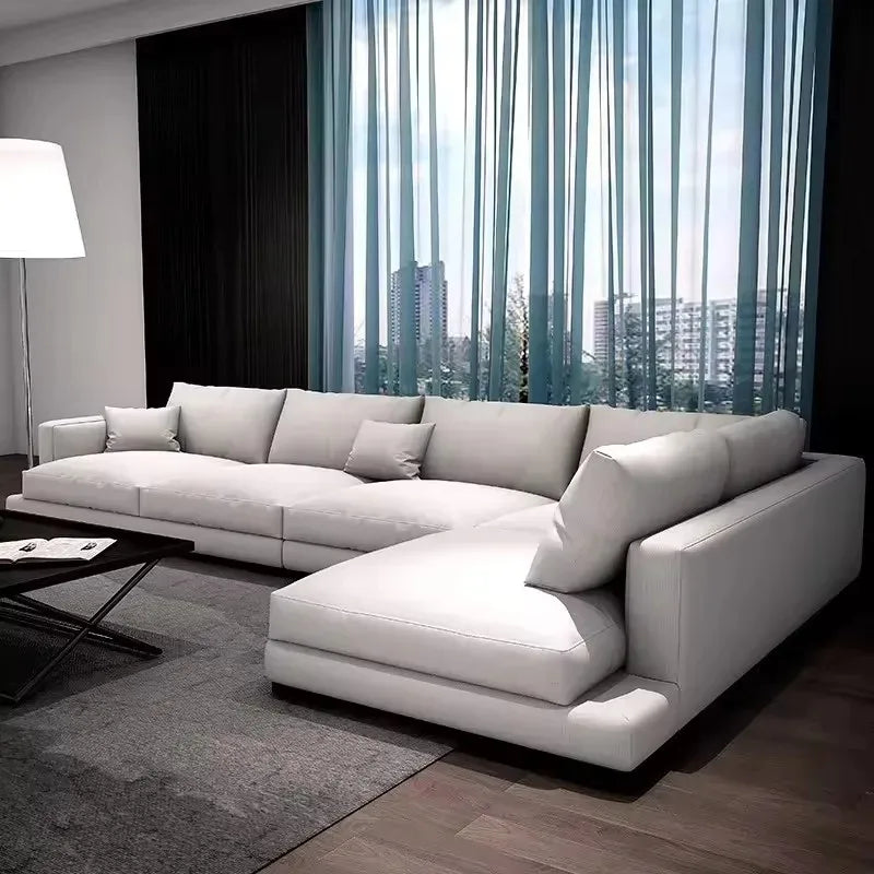 Modern Living Room Furniture Sofa Set Nordic Tech Fabric L Shape Sectional Sofas