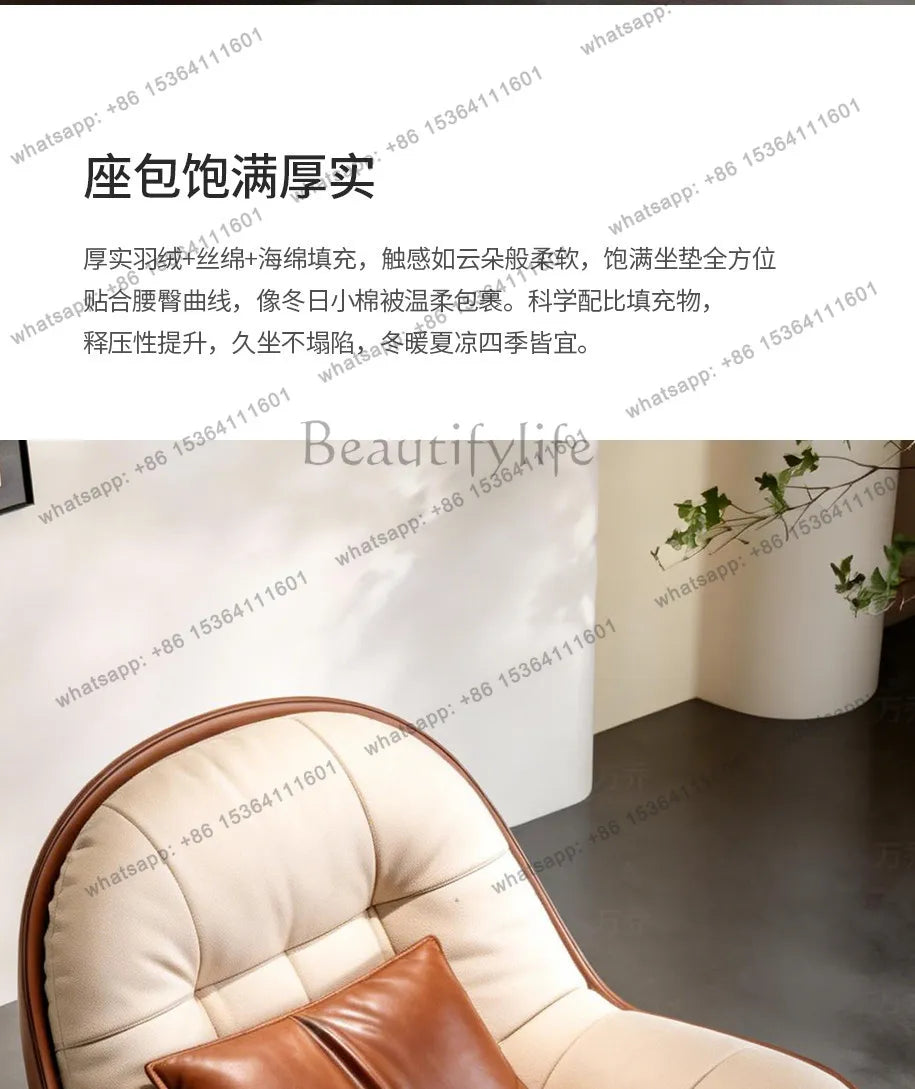 Italian minimalist lazy sofa chair bedroom modern simple light luxury single swivel chair for home use