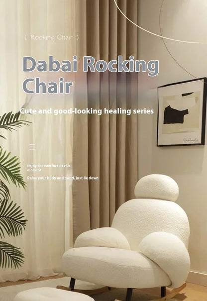 Lambskin Leisure Recliner, Rocking Chair, Home Living Room Balcony Lazy Sofa,