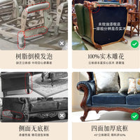 American all-solid wood leather sofa combination living room furniture large apartment European style