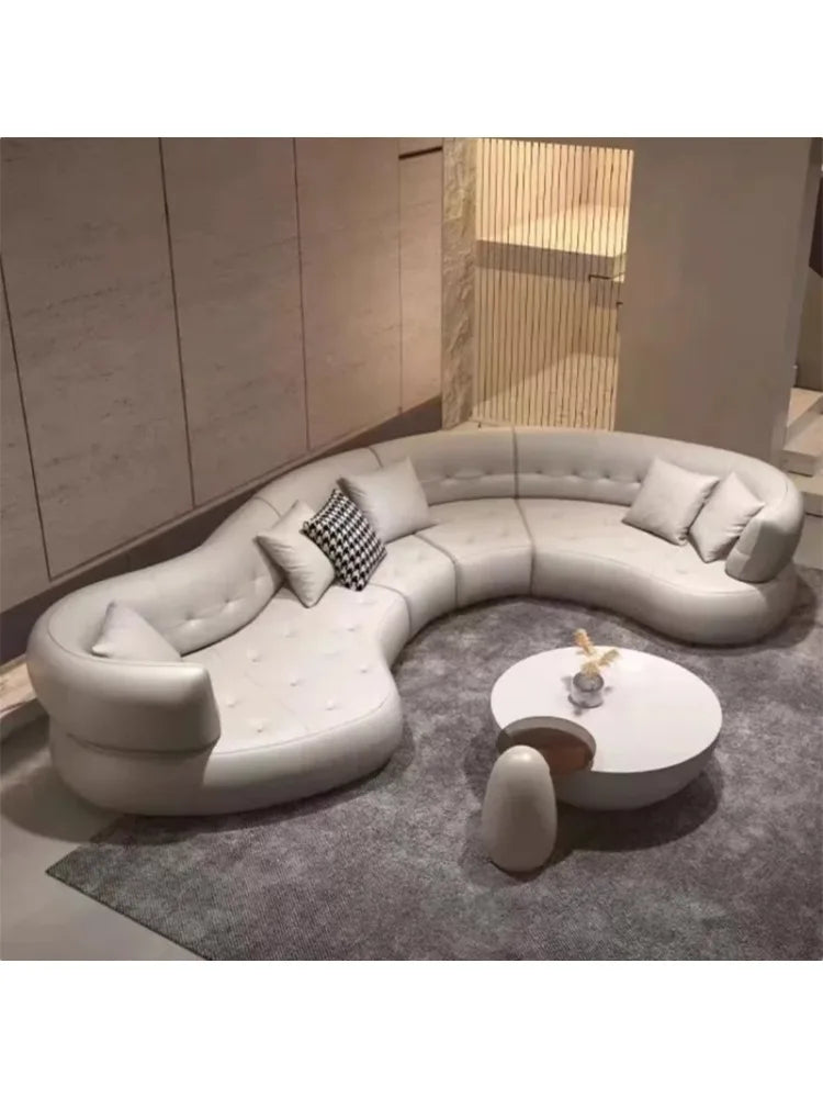 High-end curved sofa hall reception business living room corner sofa combination